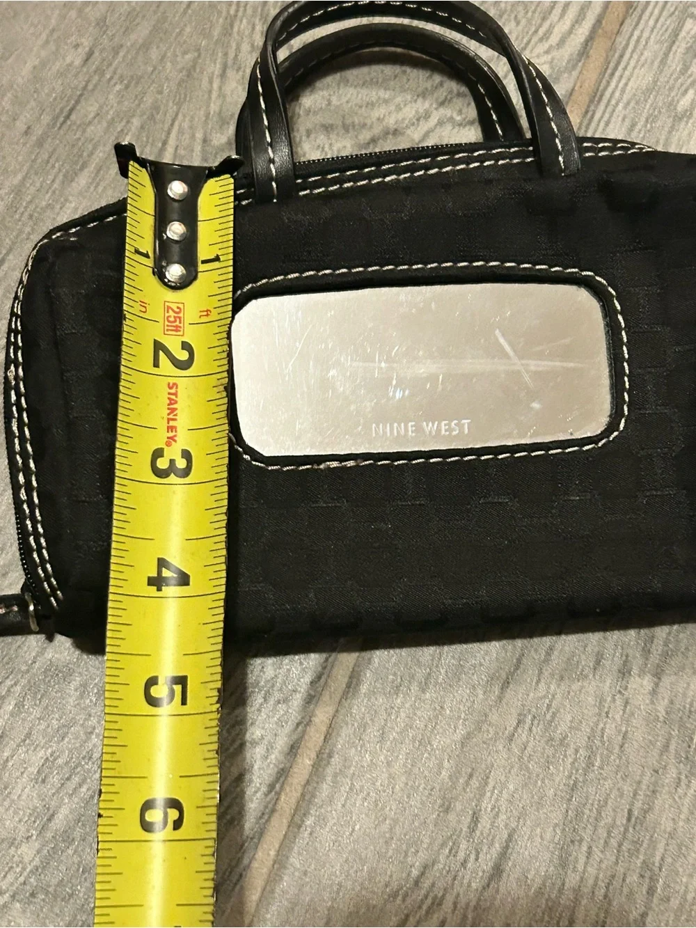 Nine West Black Mini Cosmetic Case with mirror Logo Plate